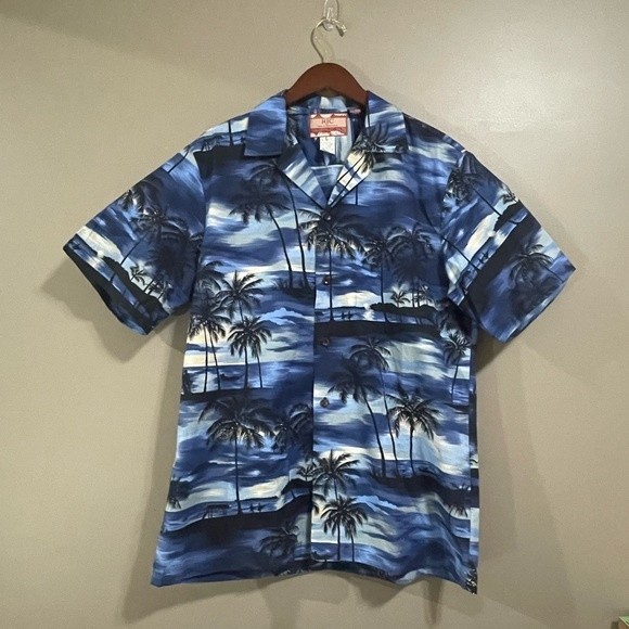 RJC Palm Tree Ocean Hawaiian Shirt L - Picture 1 of 7